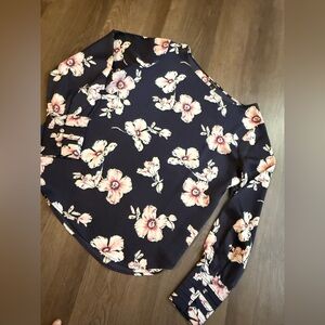 Ann Taylor Navy Floral Blouse